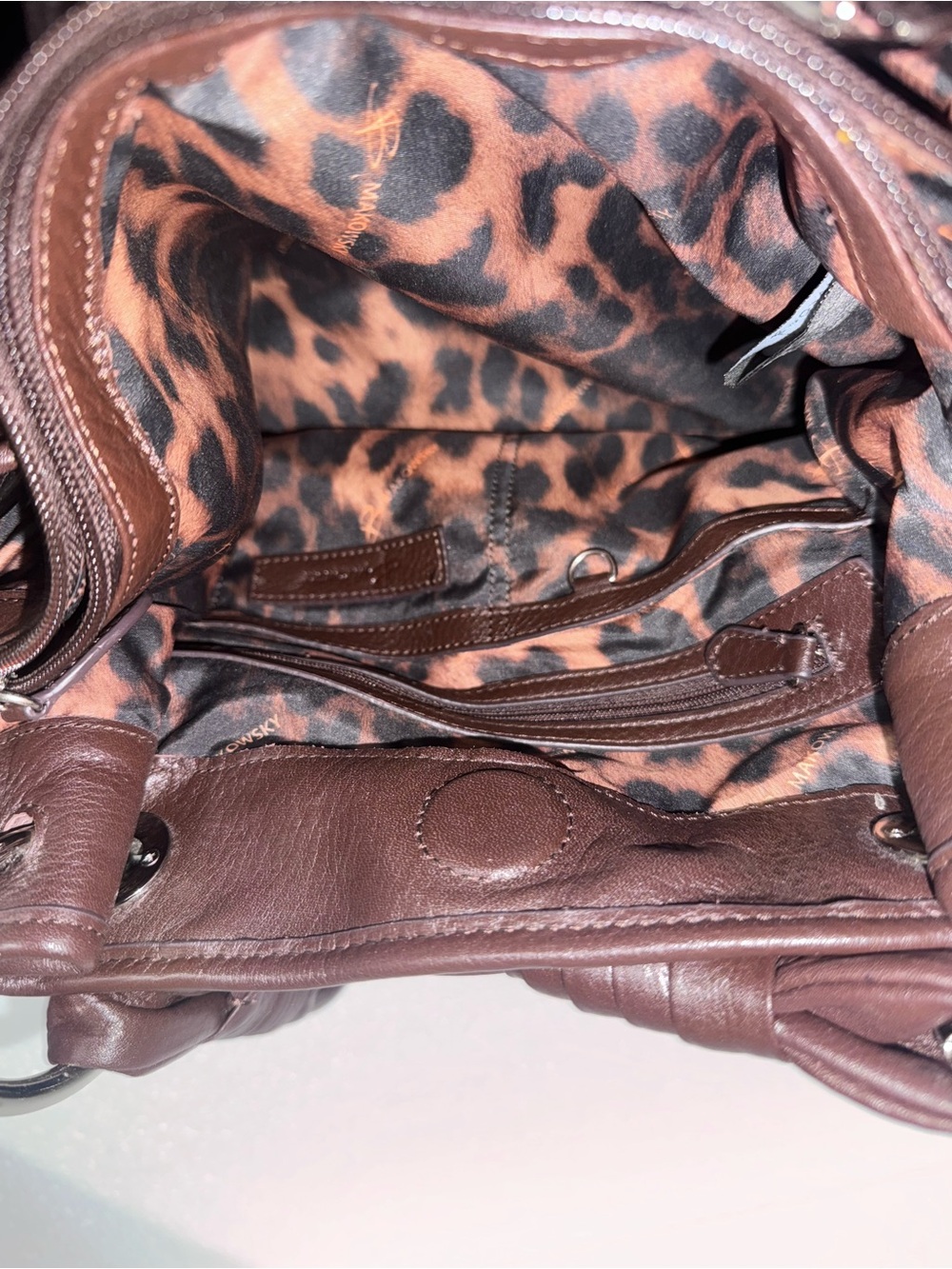 b. makowsky Dark Brown Pebbled Leather Shoulder Bag - Picture 6 of 8